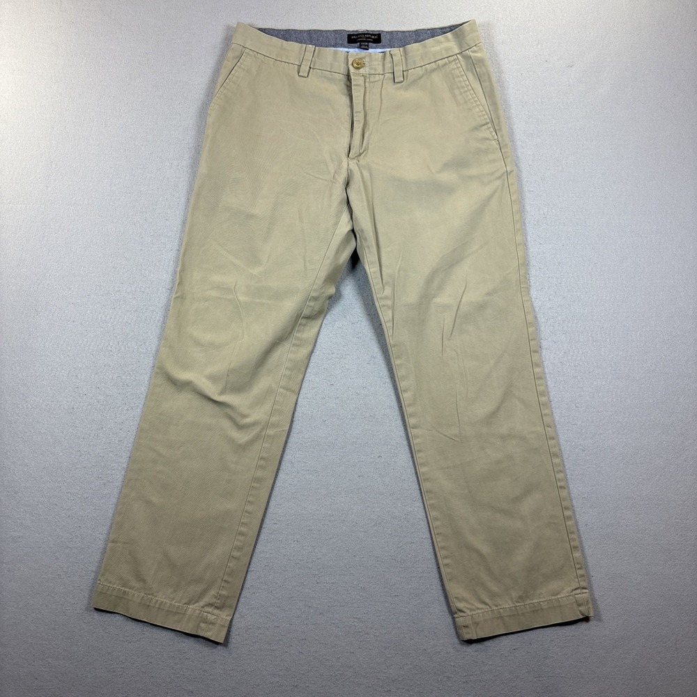 Banana Republic Pant Men's 33x30 Emerson Straight Chino 100% Cotton Khaki Brown